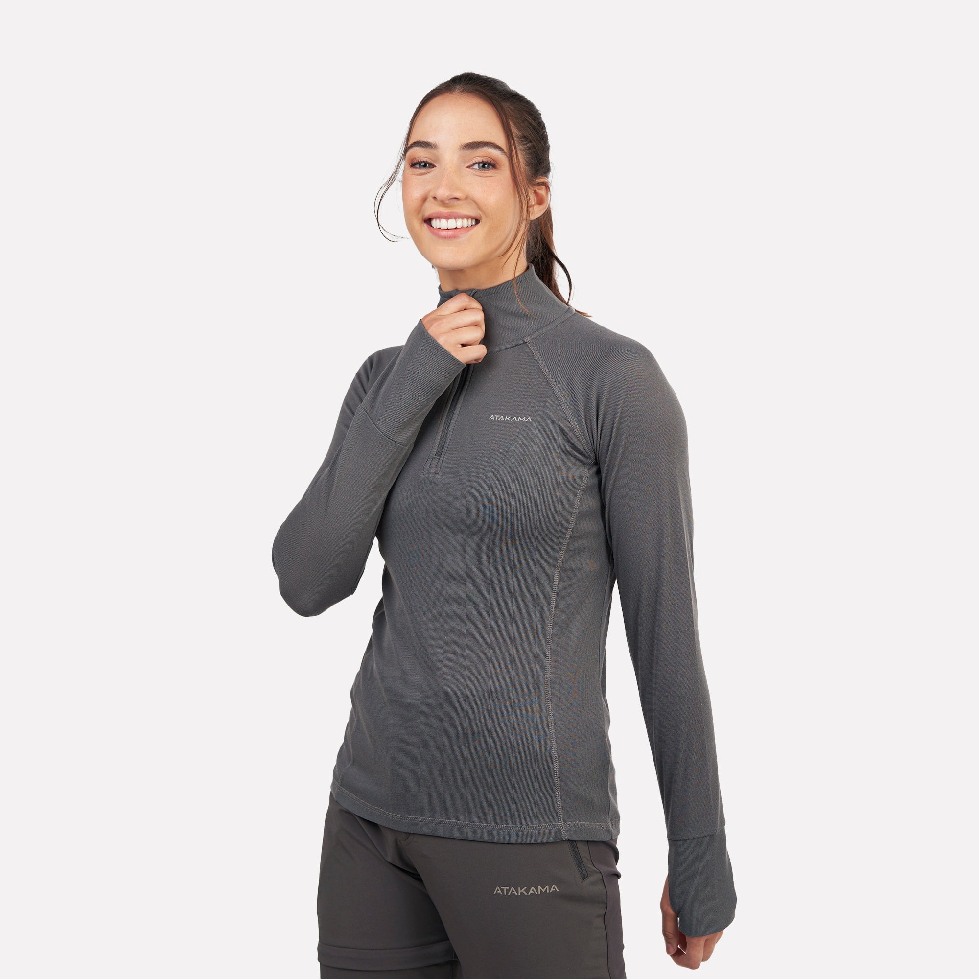 PRIMERA CAPA TÉRMICA MUJER 1/4 ZIP-CUELLO VENTOFIT GRIS CENIZA - 3
