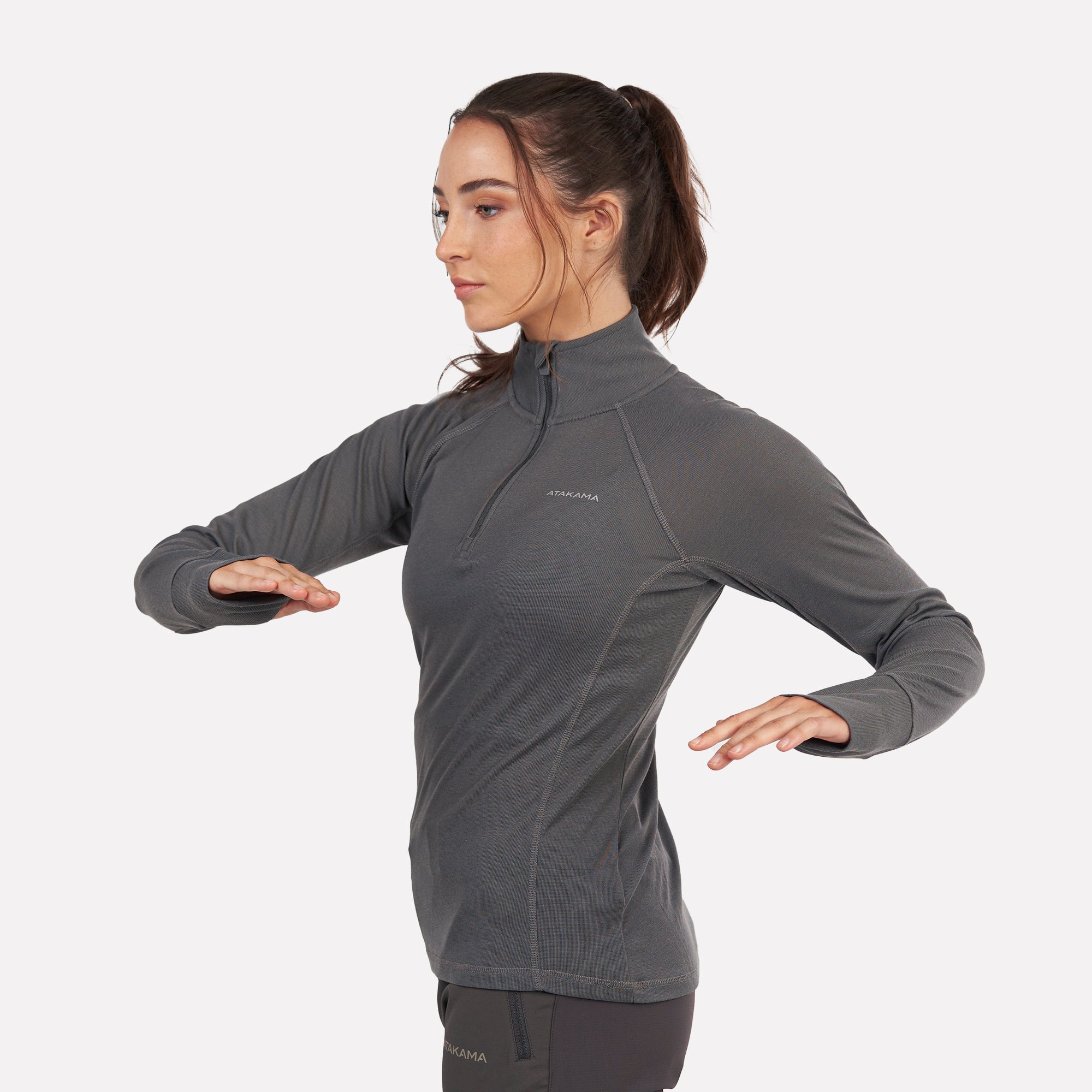 PRIMERA CAPA TÉRMICA MUJER 1/4 ZIP-CUELLO VENTOFIT GRIS CENIZA - 4