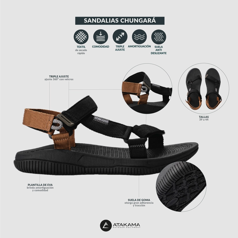 SANDALIA ADULTO UNISEX CHUNGARA CAFE  ATAKAMA OUTDOOR - 6