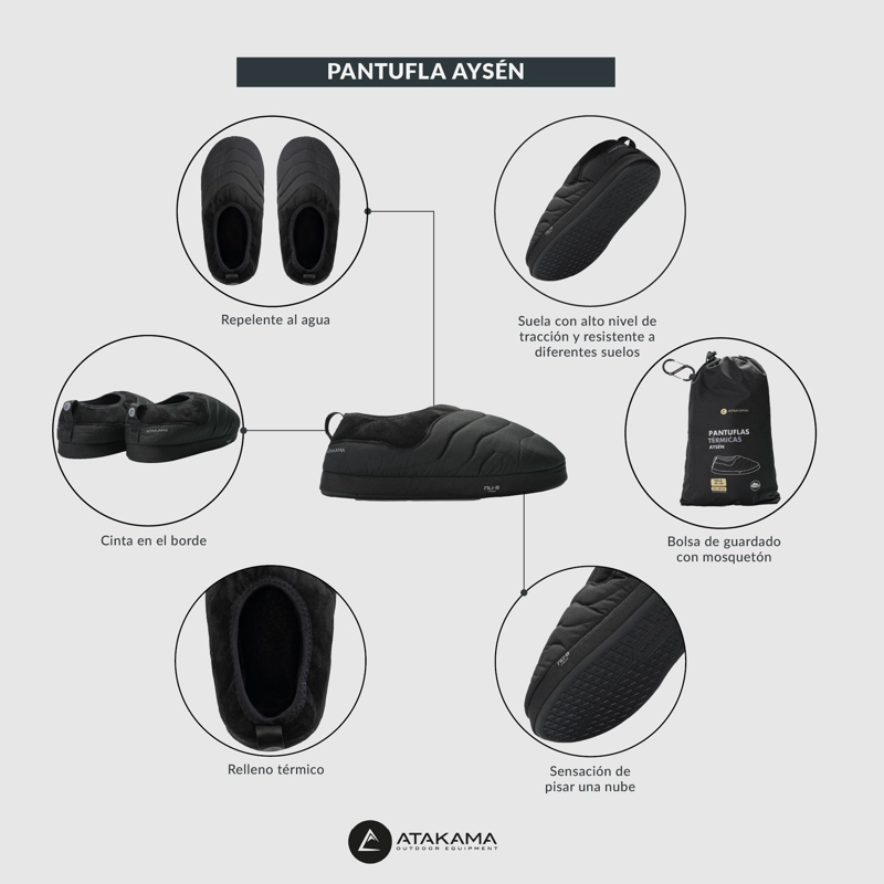 PANTUFLA TE RMICA ADULTO PREMIUM AYSE N NEGRO ATAKAMA OUTDOOR - 7