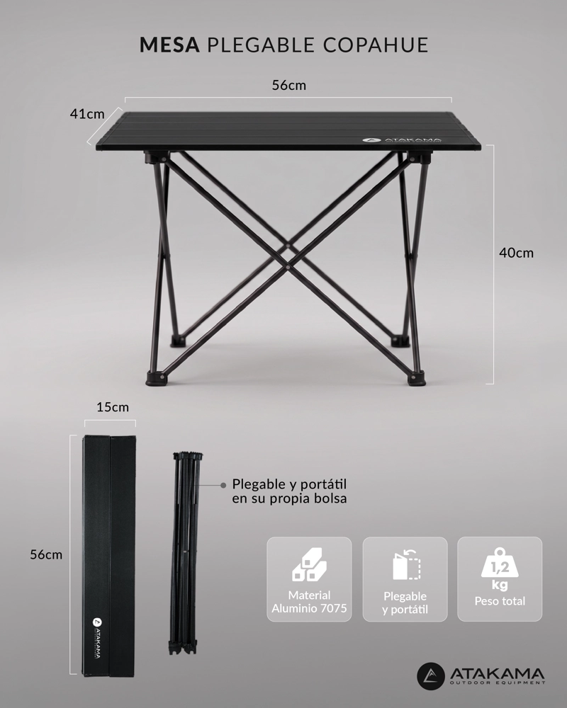 MESA COMPACTABLE  VOLCAN COPAHUE NEGRO  ATAKAMA OUTDOOR - 4