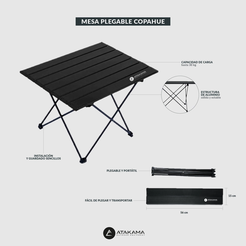 MESA COMPACTABLE  VOLCAN COPAHUE NEGRO  ATAKAMA OUTDOOR - 5
