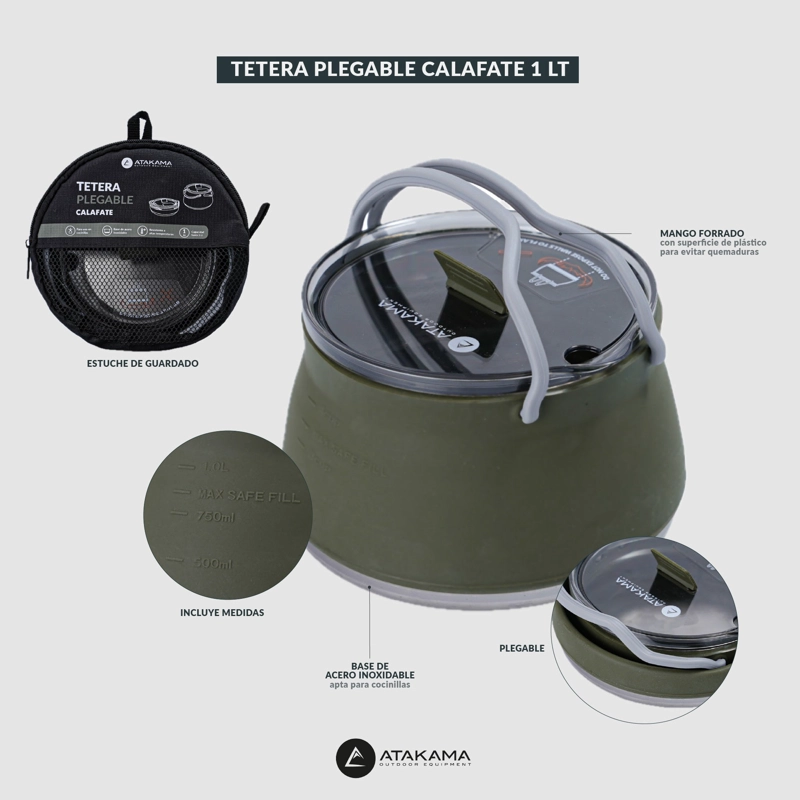 TETERA PLEGABLE  CALAFATE VERDE 1 LT ATAKAMA OUTDOOR - 6