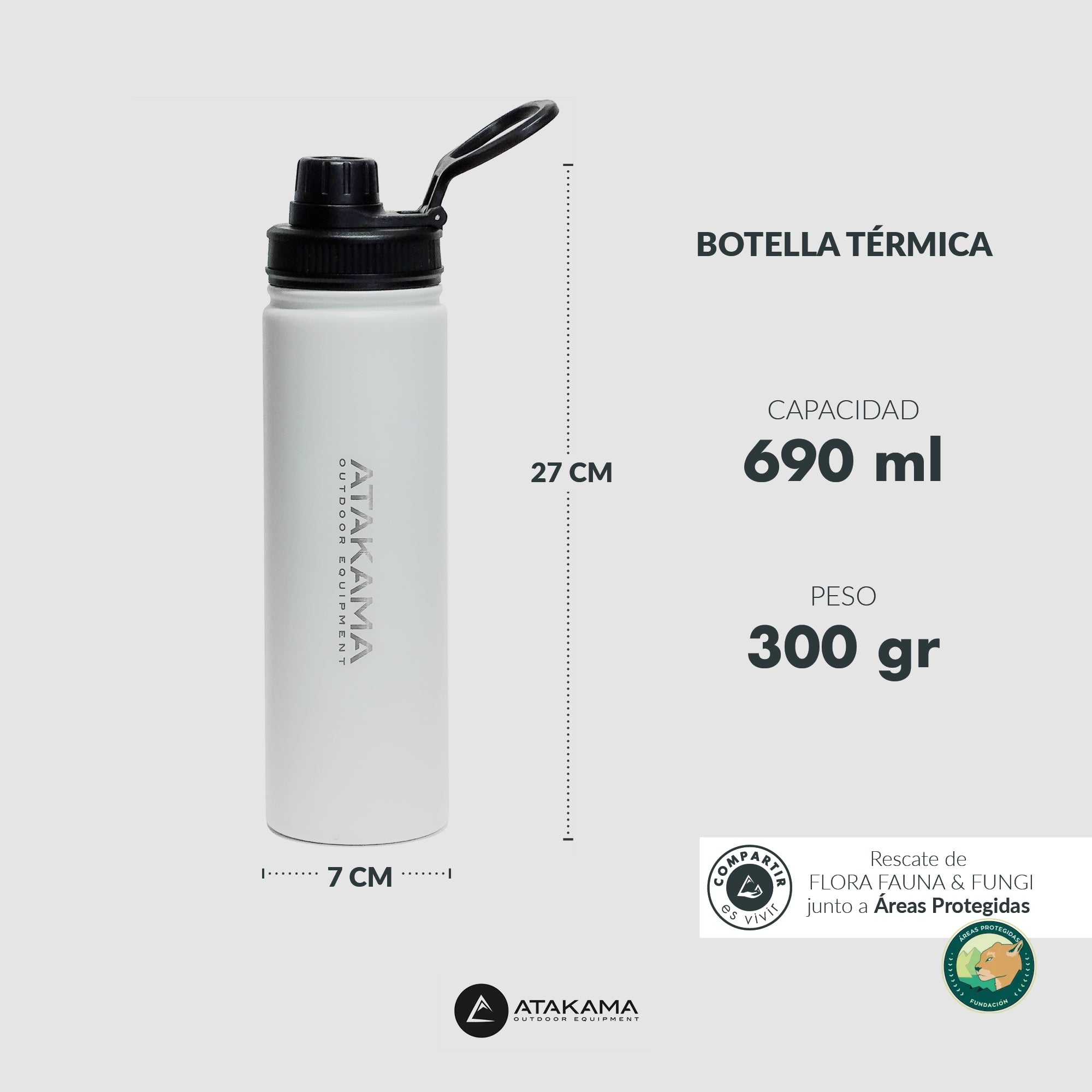 BOTELLA TERMICA  690 ML BLANCO  ATAKAMA OUTDOOR - 4