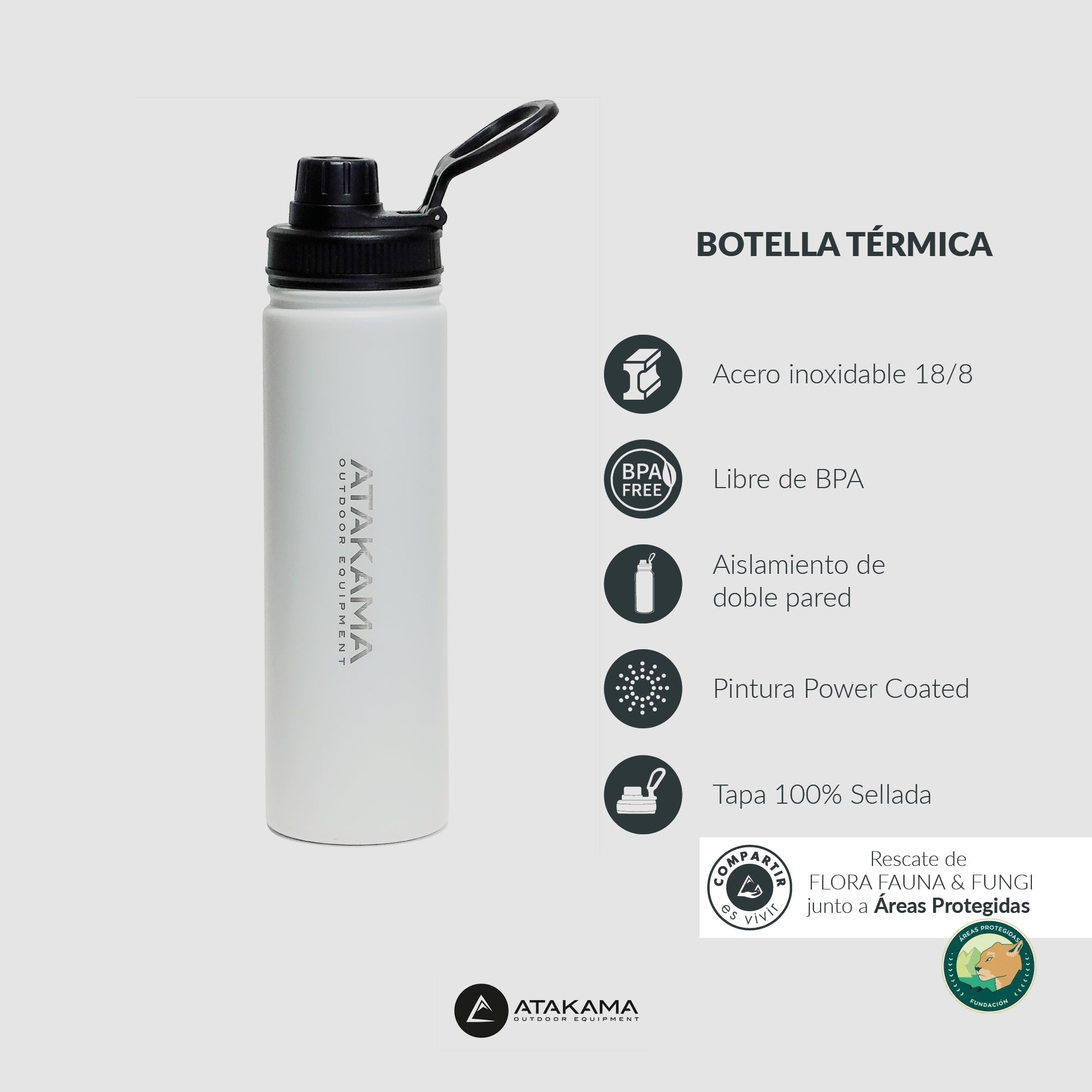 BOTELLA TERMICA  690 ML BLANCO  ATAKAMA OUTDOOR - 5