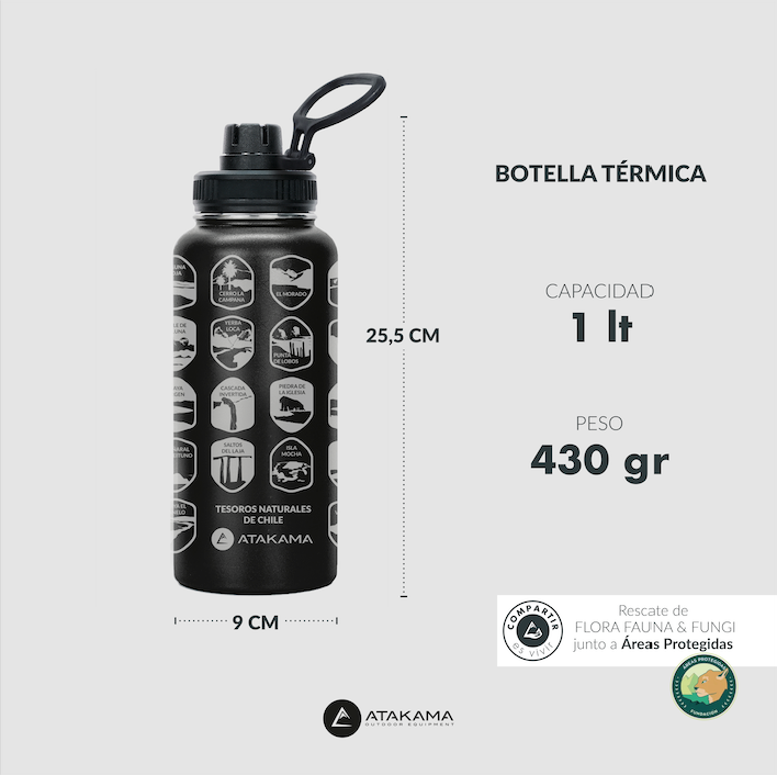 BOTELLA TE MICA  1 LT TESOROS NATURALES DE CHILE  ATAKAMA OUTDOOR - 5