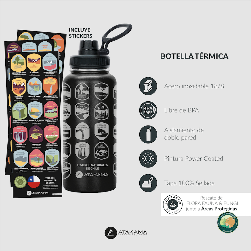 BOTELLA TE MICA  1 LT TESOROS NATURALES DE CHILE  ATAKAMA OUTDOOR - 6