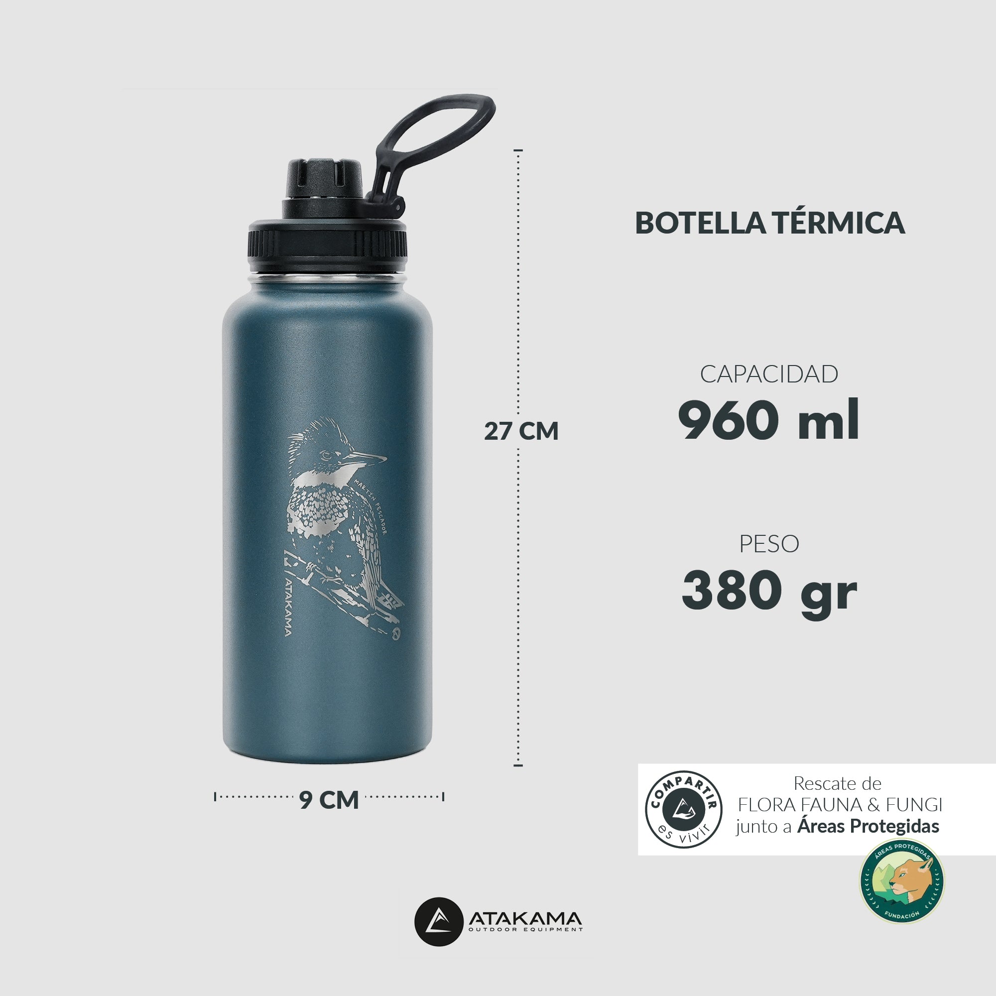 BOTELLA TERMICA  960 ML NEGRA PUMA ATAKAMA OUTDOOR - 3