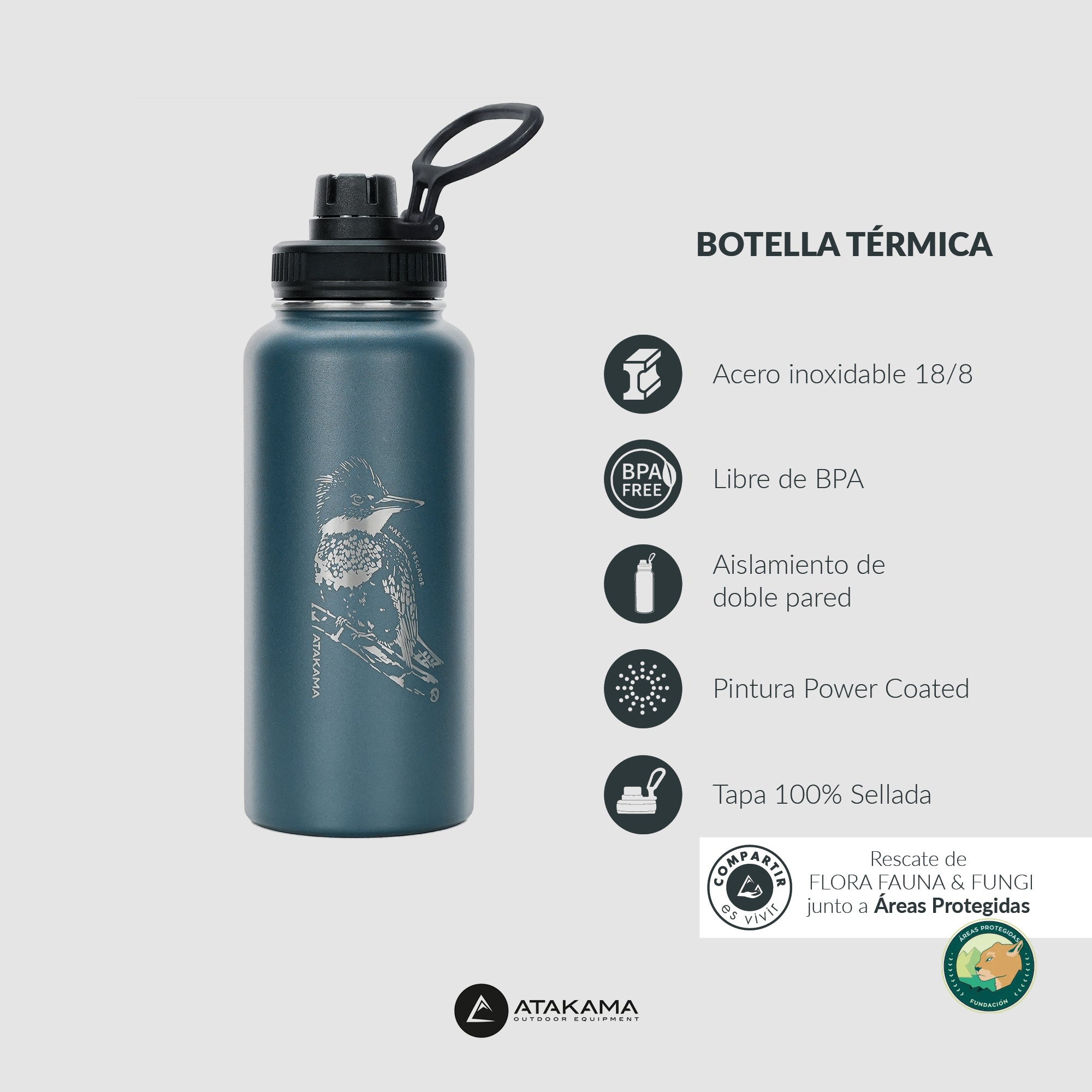 BOTELLA TERMICA  960 ML NEGRA PUMA ATAKAMA OUTDOOR - 4