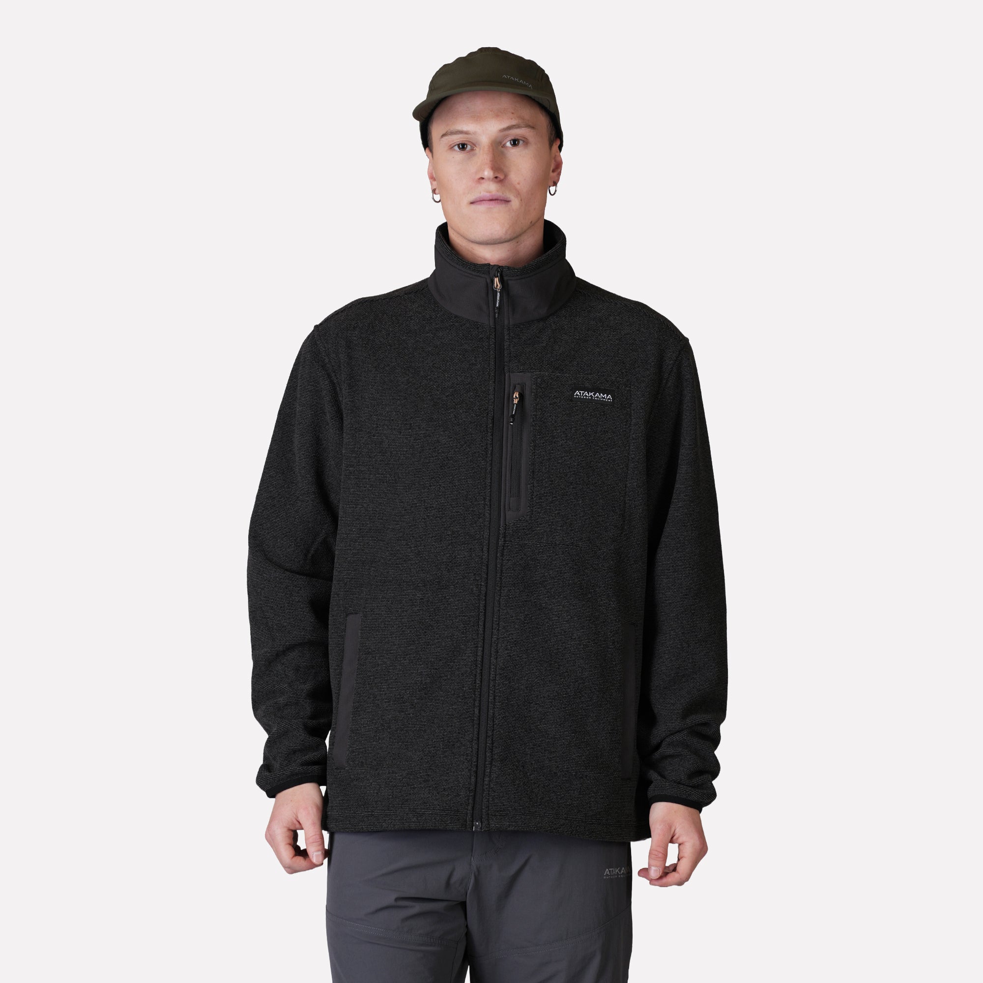 POLAR TEXTURADO FULL ZIP HOMBRE VENTISQUERO GRIS ATAKAMA OUTDOOR - 1