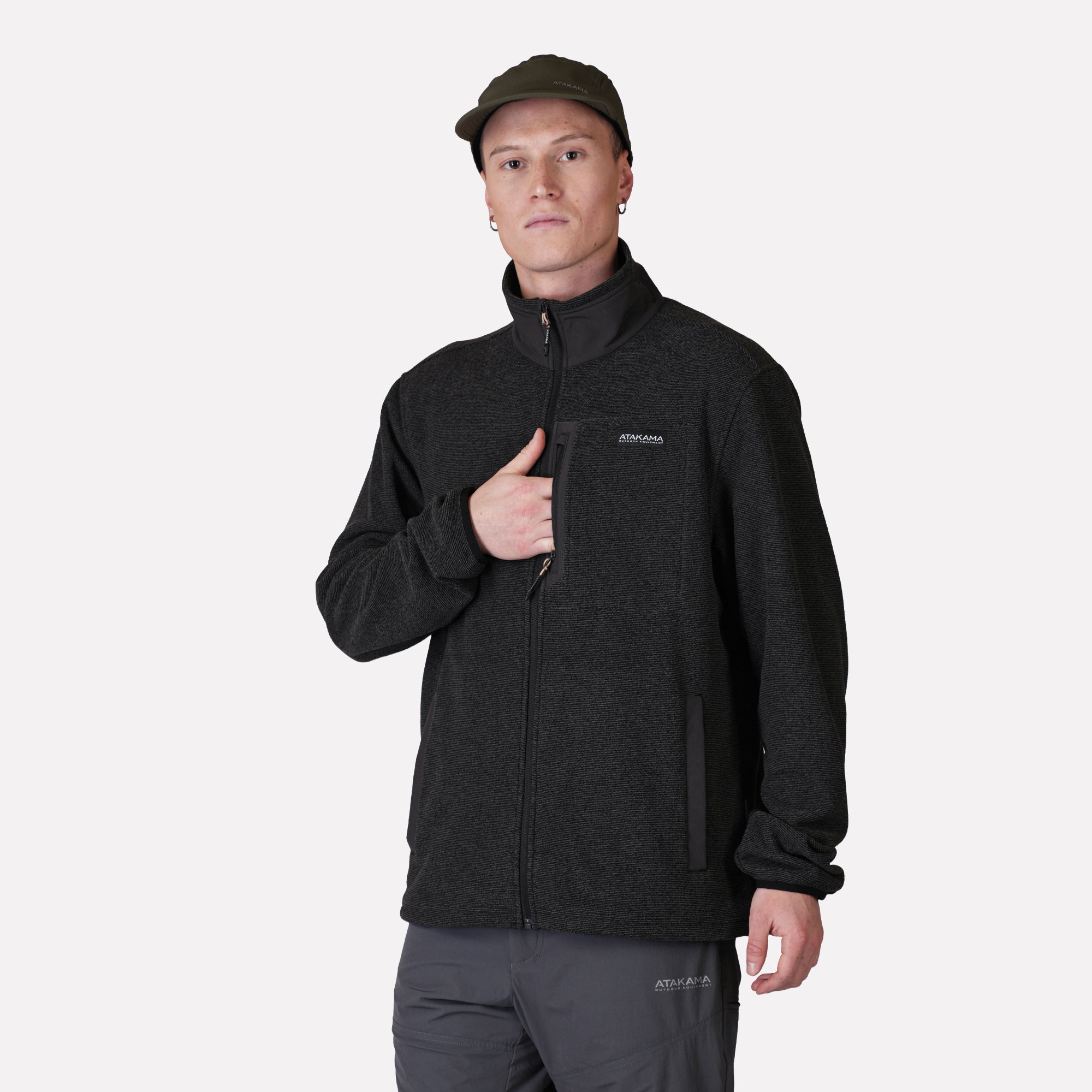 POLAR TEXTURADO FULL ZIP HOMBRE VENTISQUERO GRIS ATAKAMA OUTDOOR - 2