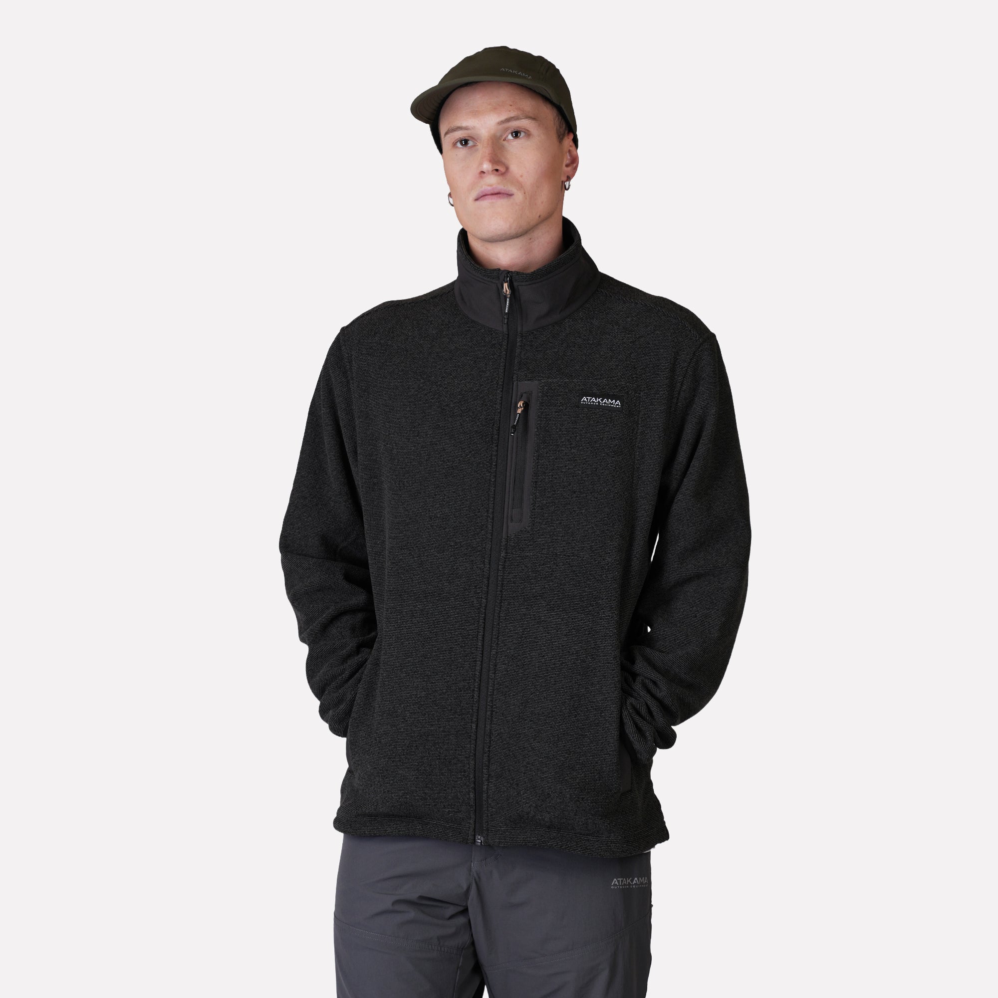 POLAR TEXTURADO FULL ZIP HOMBRE VENTISQUERO GRIS ATAKAMA OUTDOOR - 4