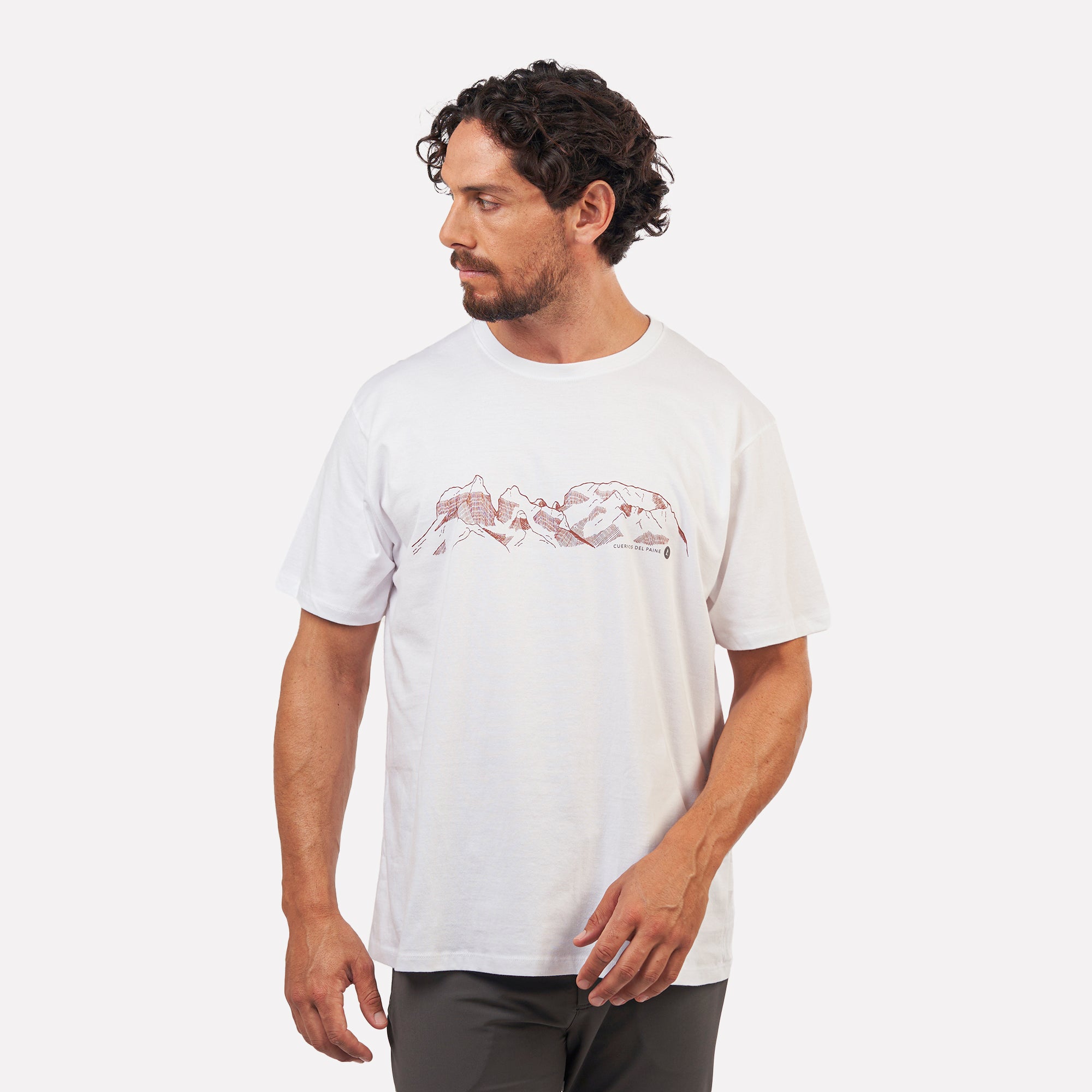 POLERA MANGA CORTA HOMBRE CUERNOS DEL PAINE BLANCO ATAKAMA OUTDOOR - 1