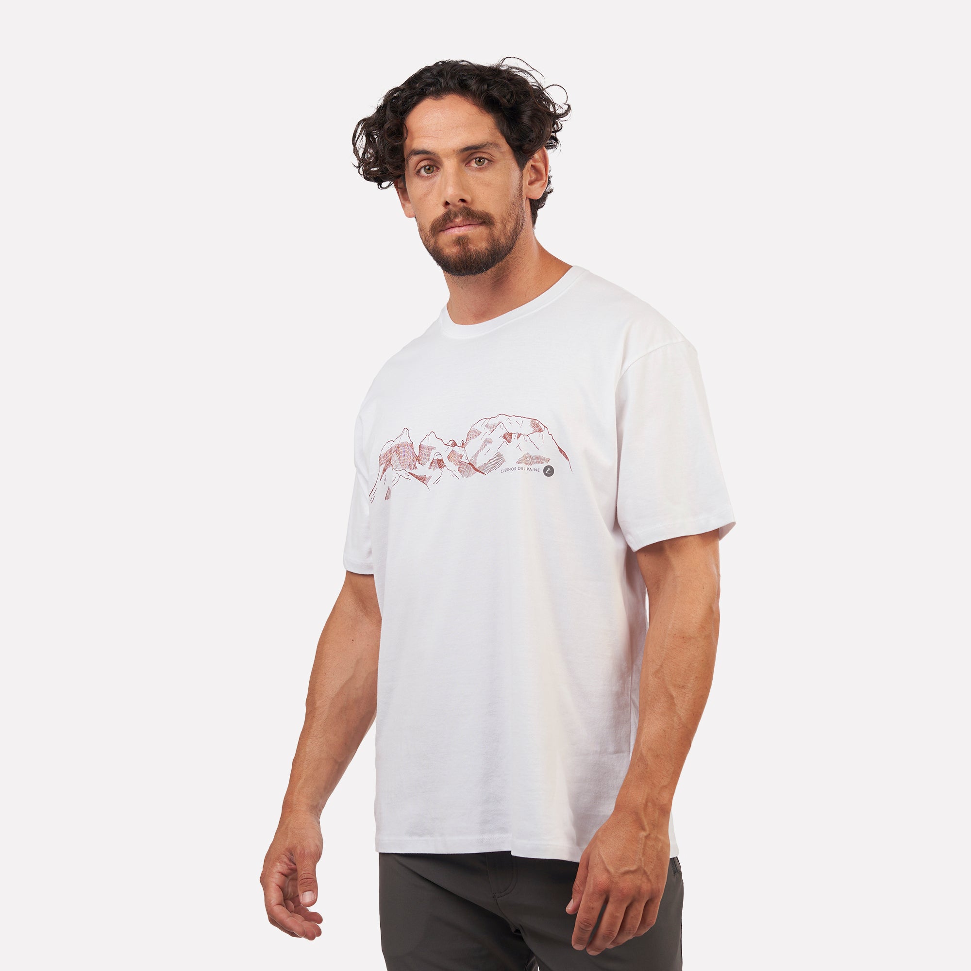 POLERA MANGA CORTA HOMBRE CUERNOS DEL PAINE BLANCO ATAKAMA OUTDOOR - 2