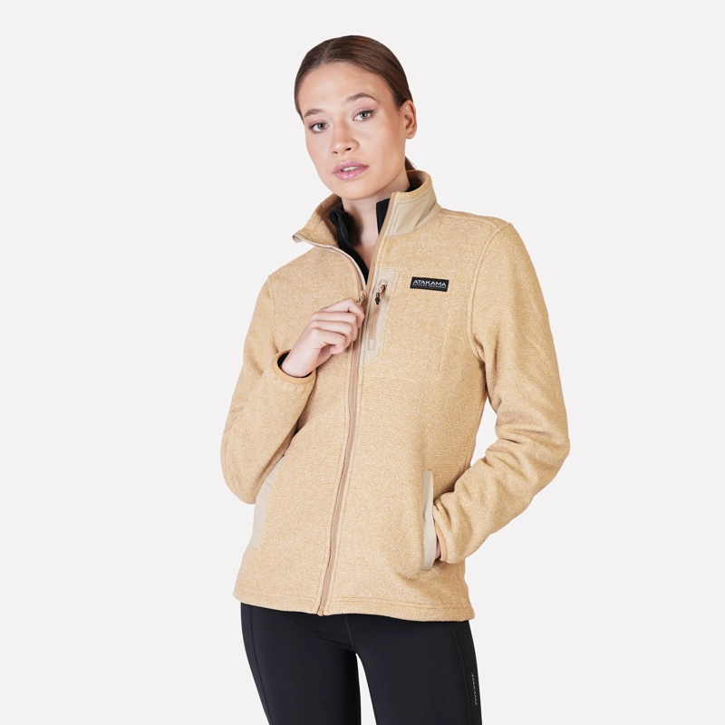 ATAKAMA OUTDOOR POLAR TEXTURADO FULL ZIP MUJER VENTISQUERO BEIGE ATAKAMA OUTDOOR