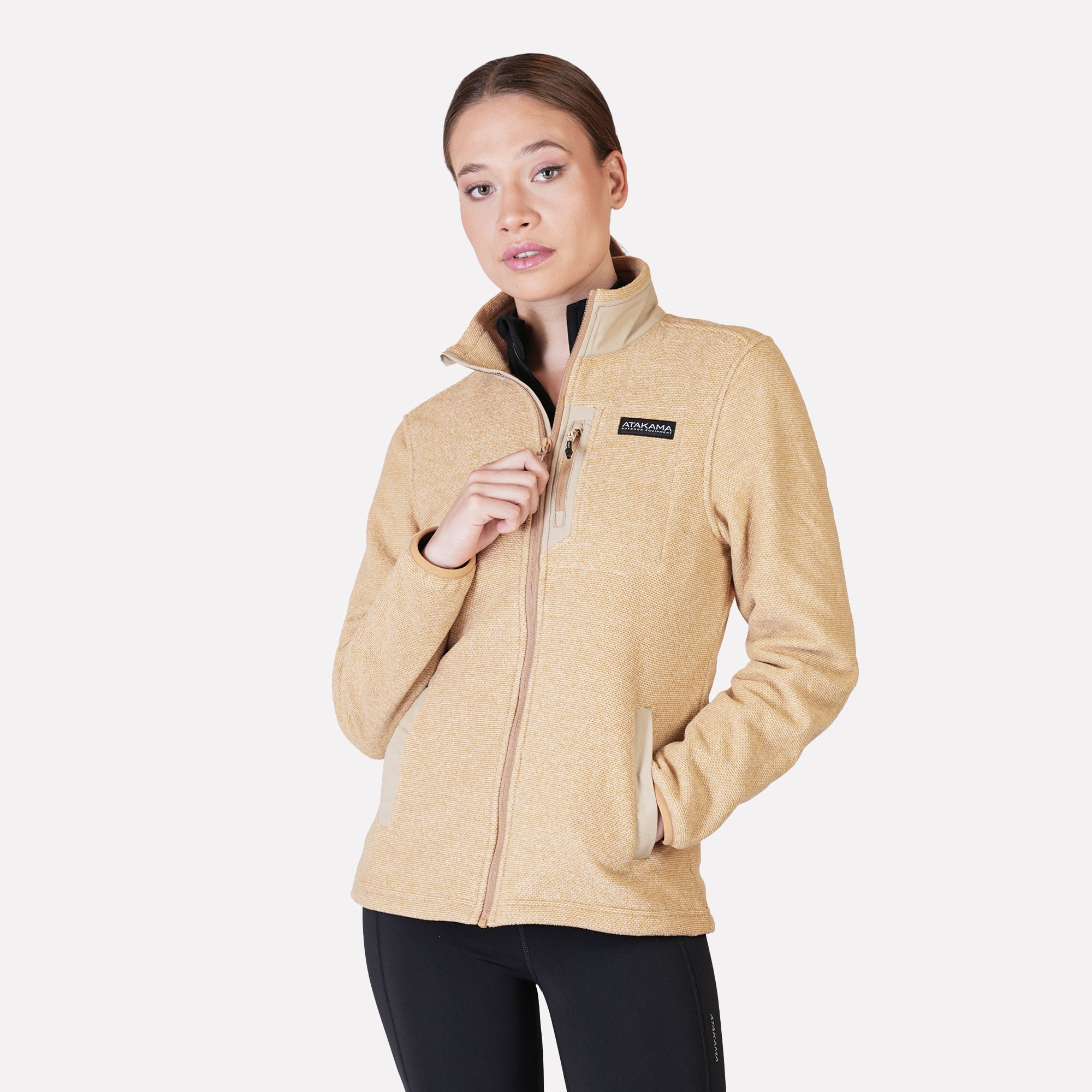 ATAKAMA OUTDOOR POLAR TEXTURADO FULL ZIP MUJER VENTISQUERO BEIGE ATAKAMA OUTDOOR