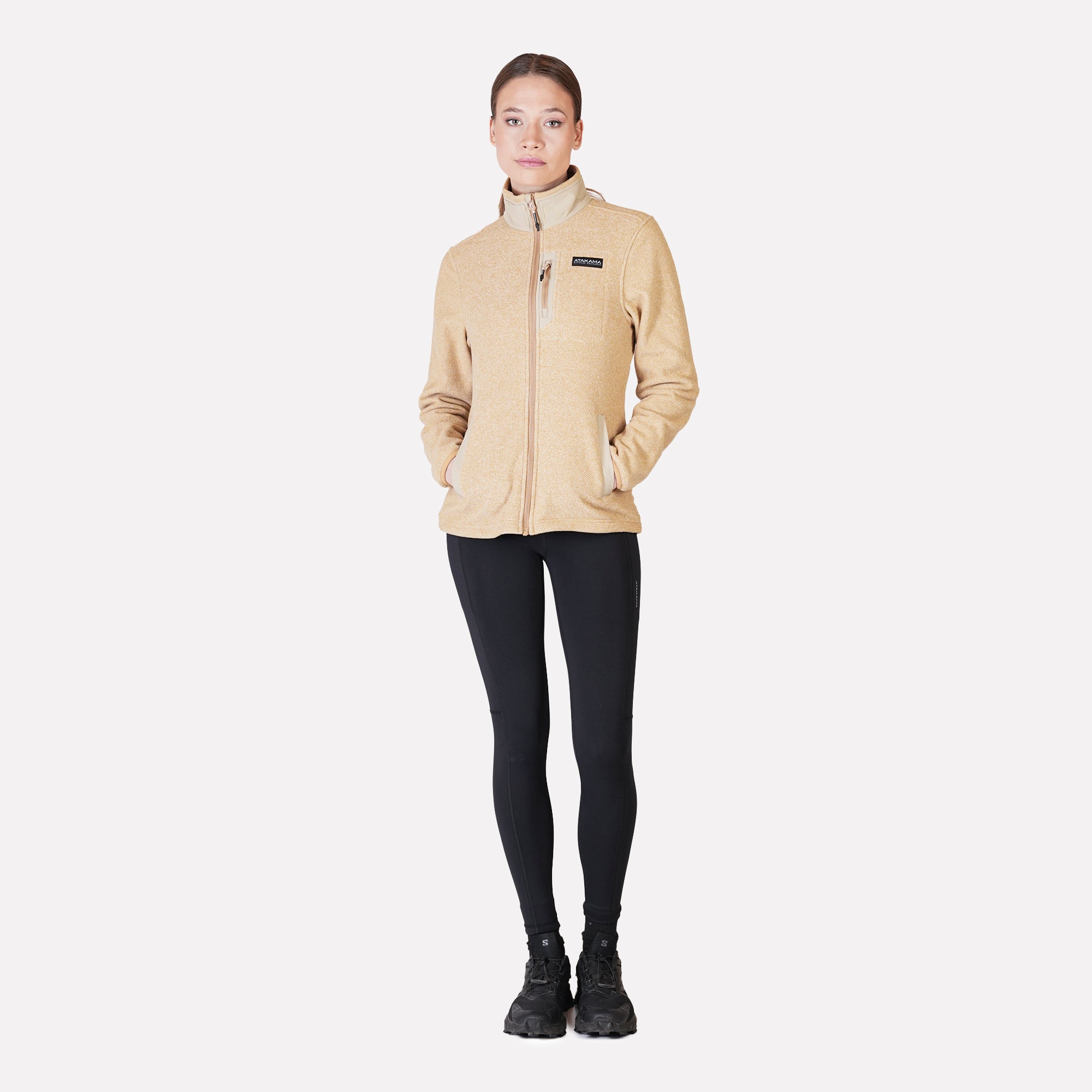 POLAR TEXTURADO FULL ZIP MUJER VENTISQUERO BEIGE ATAKAMA OUTDOOR - 6