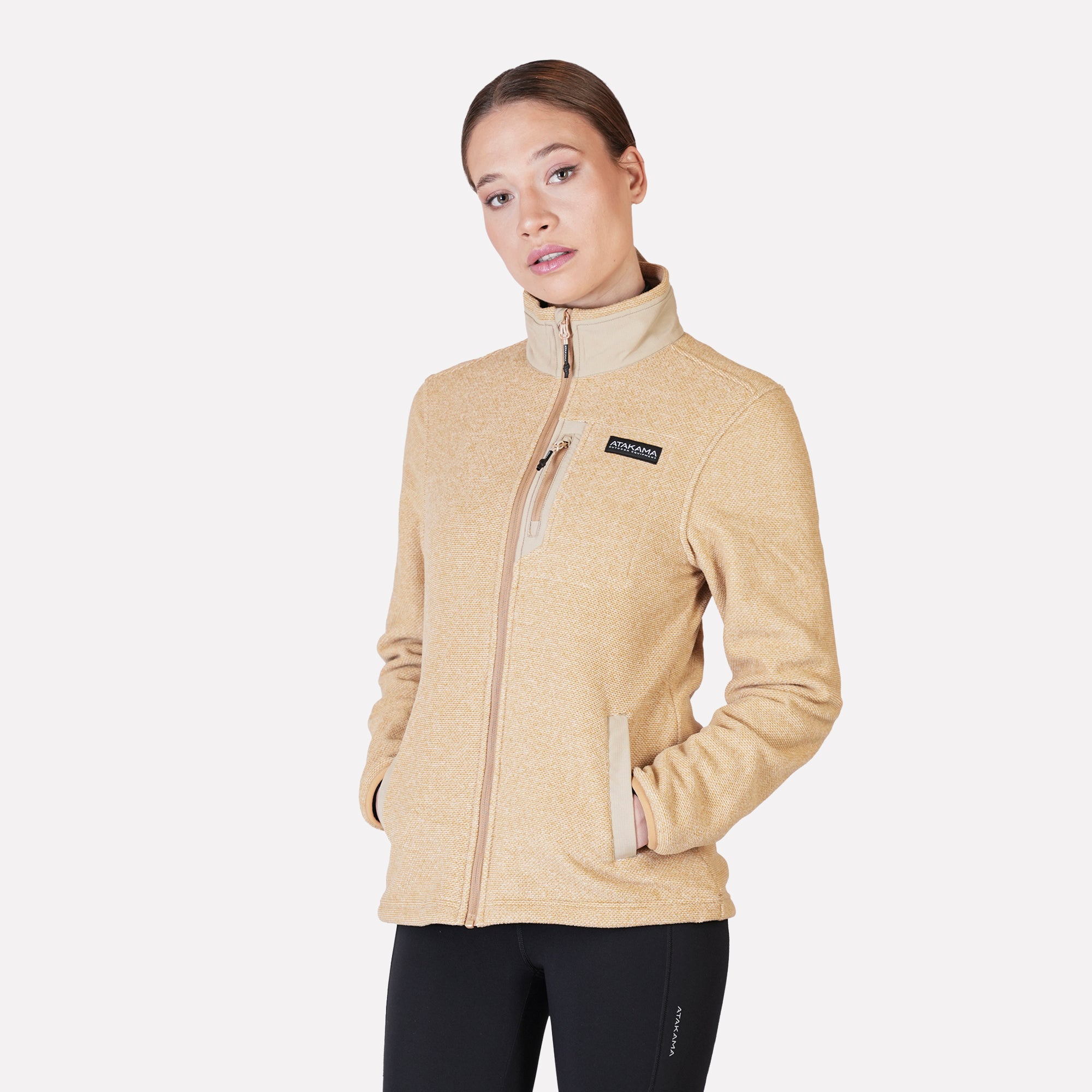 POLAR TEXTURADO FULL ZIP MUJER VENTISQUERO BEIGE ATAKAMA OUTDOOR - 7