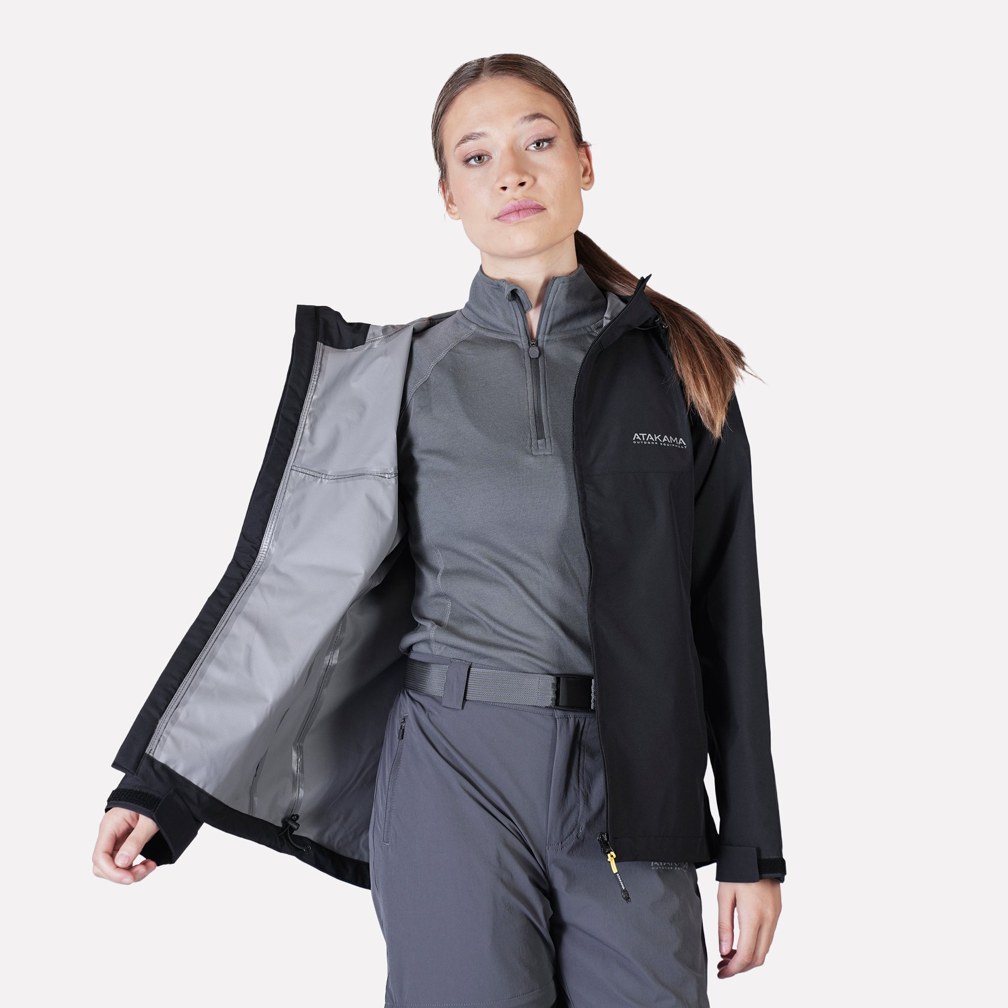 IMPERMEABLE MUJER FRONTERA THINLINE NEGRO ATAKAMA OUTDOOR - 5