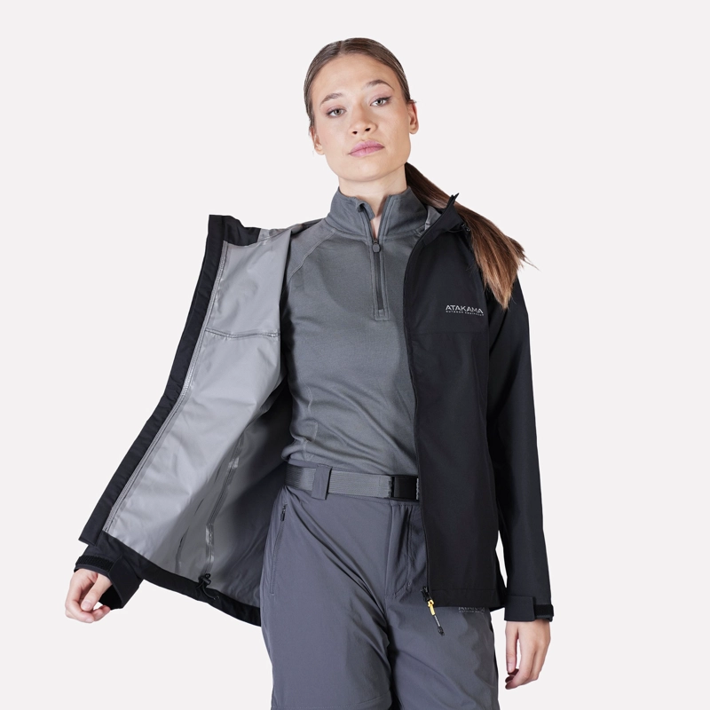 IMPERMEABLE MUJER FRONTERA THINLINE NEGRO ATAKAMA OUTDOOR - 5