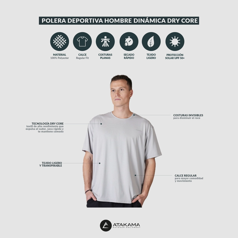 POLERA DEPORTIVA DRY CORE HOMBRE DINAMICA AZUL ATAKAMA OUTDOOR - 5
