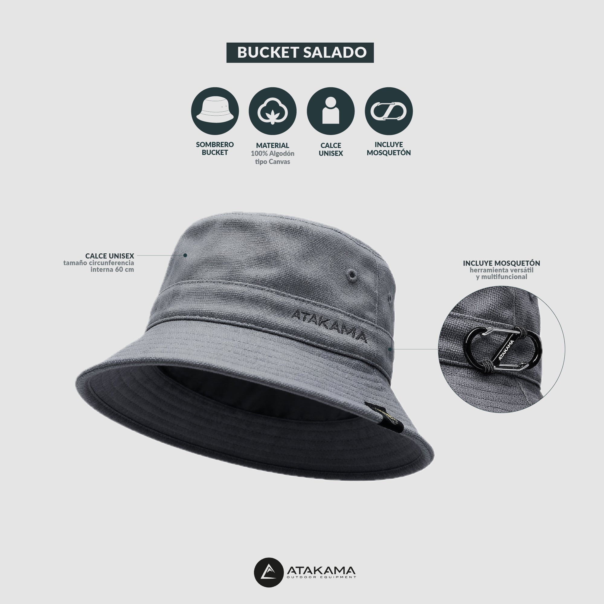 BUCKET ADULTO SALADO GRIS ATAKAMA OUTDOOR - 3