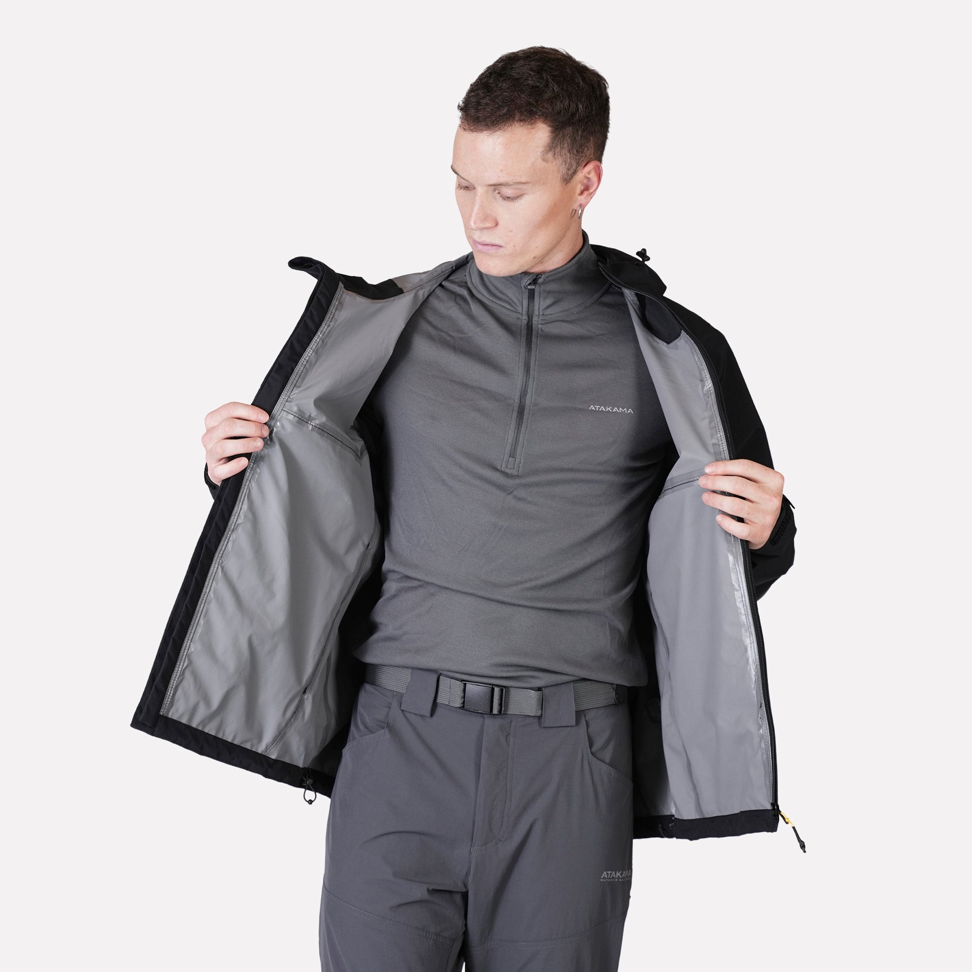 IMPERMEABLE 10K-10K HOMBRE FRONTERA THINLINE NEGRO ATAKAMA OUTDOOR - 6