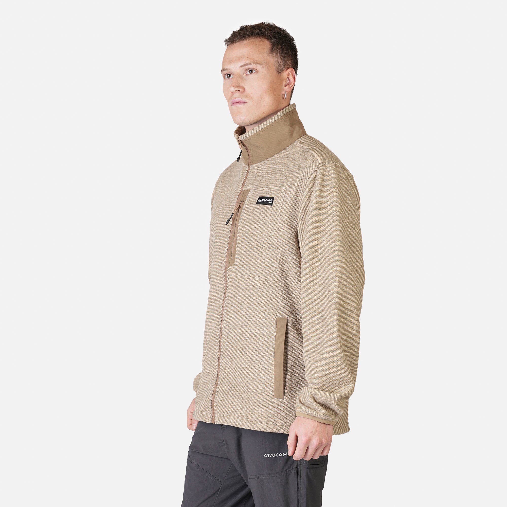 POLAR TEXTURADO FULL ZIP HOMBRE VENTISQUERO CAFE  ATAKAMA OUTDOOR - 3