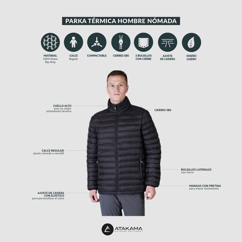 PARKA TERMICA  HOMBRE NOMADA NEGRA ATAKAMA OUTDOOR - 7