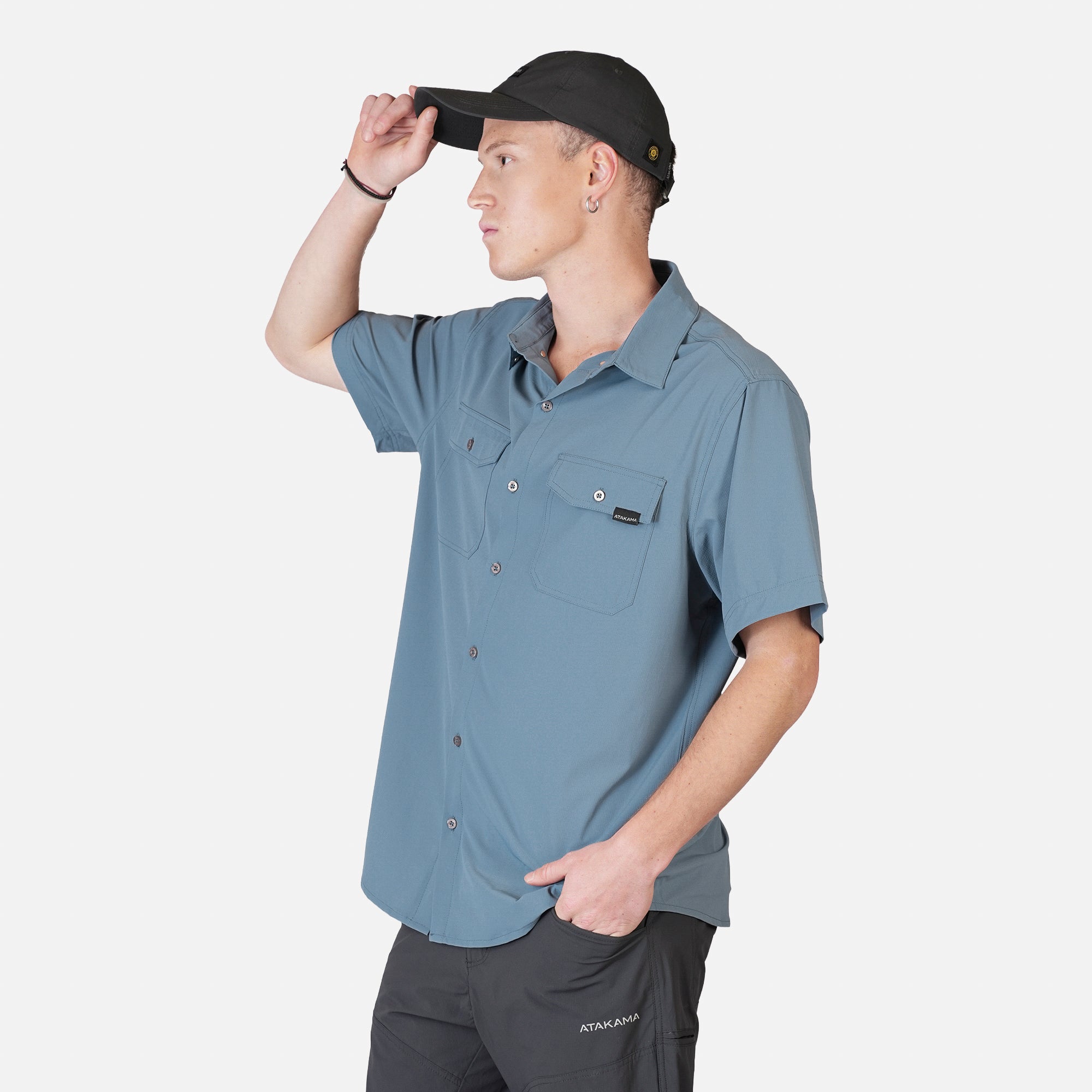 CAMISA MANGA CORTA HOMBRE HORIZONTE AZUL ATAKAMA OUTDOOR - 2