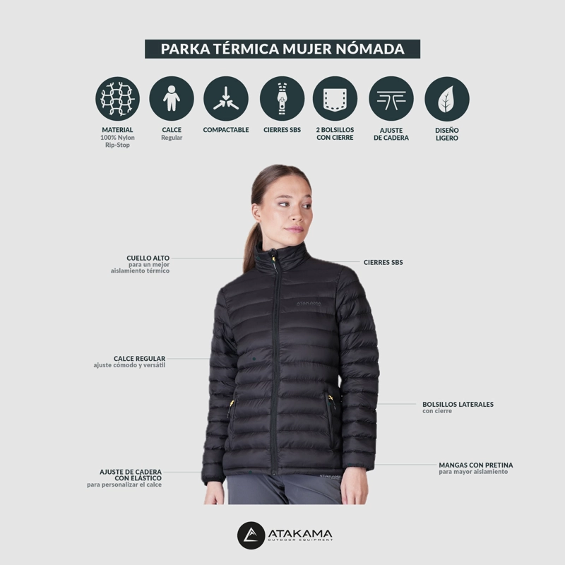 PARKA TERMICA  MUJER NOMADA NEGRA ATAKAMA OUTDOOR - 7