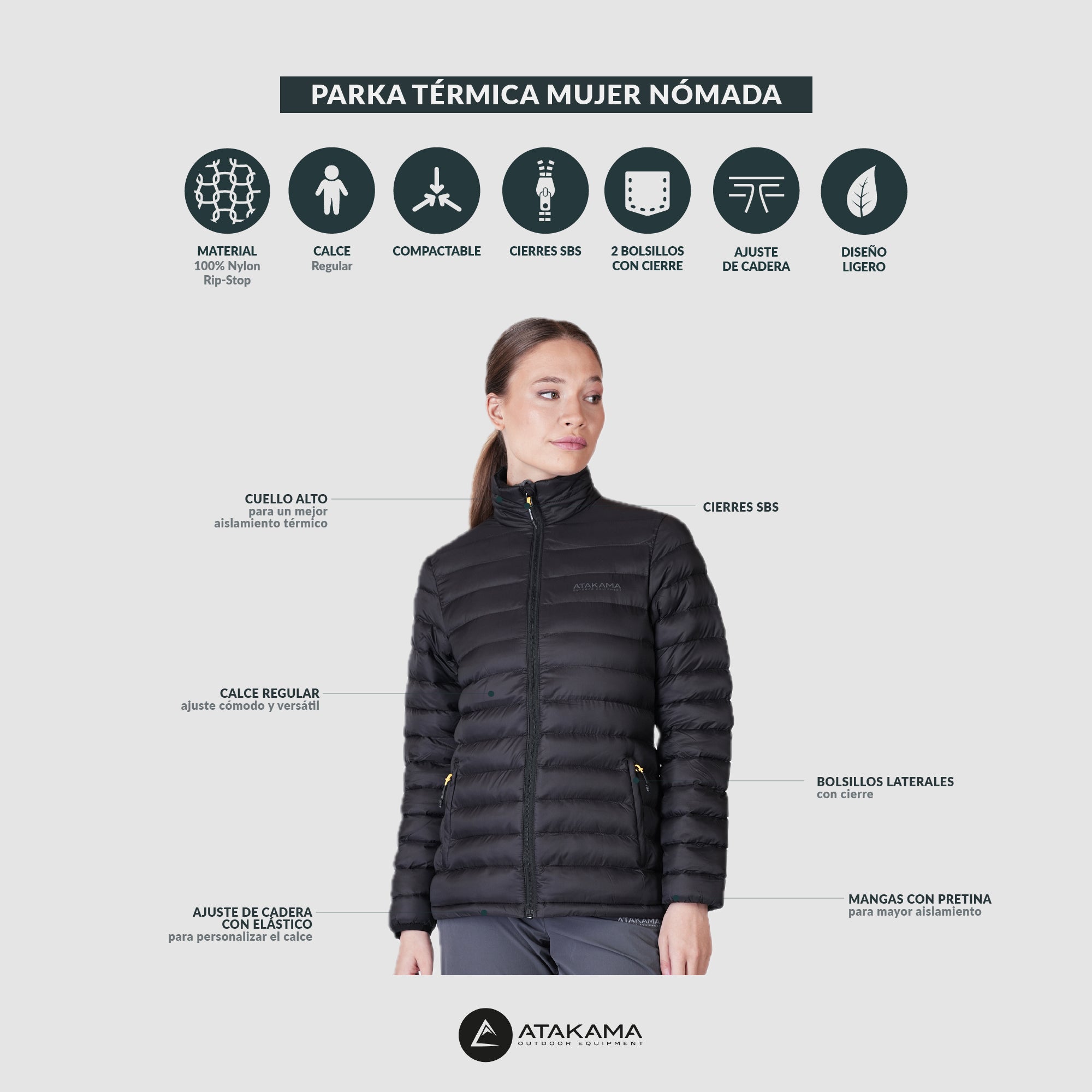 PARKA TERMICA  MUJER NOMADA NEGRA ATAKAMA OUTDOOR - 7