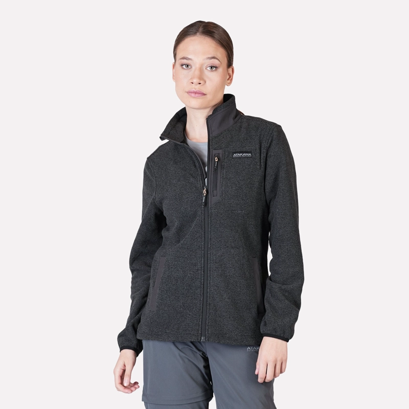 POLAR TEXTURADO FULL ZIP MUJER VENTISQUERO GRIS ATAKAMA OUTDOOR - 1