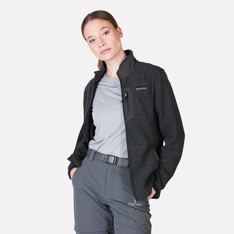 POLAR TEXTURADO FULL ZIP MUJER VENTISQUERO GRIS ATAKAMA OUTDOOR - 2