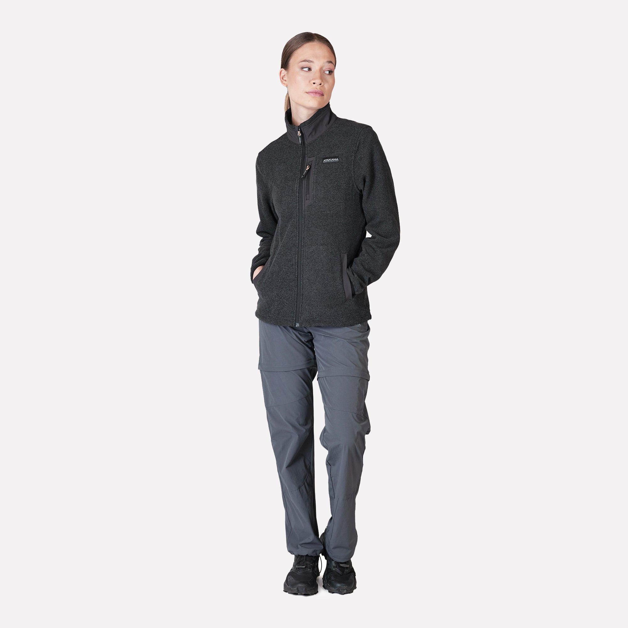 POLAR TEXTURADO FULL ZIP MUJER VENTISQUERO GRIS ATAKAMA OUTDOOR - 4