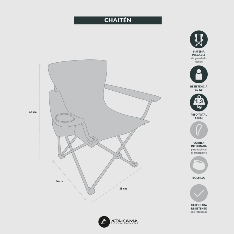SILLA DE CAMPING NIÑOS  CHAITE N GRIS/CELESTE ATAKAMA OUTDOOR - 7