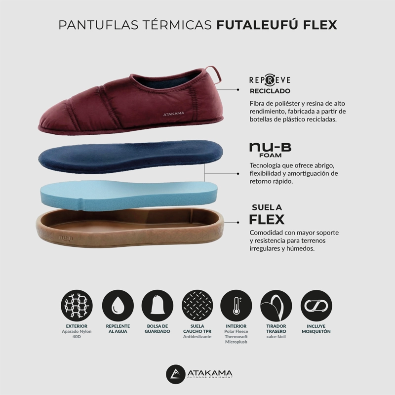 PANTUFLA TE RMICA FUTALEUFU FLEX / NU-B FOAM NEGRO ATAKAMA OUTDOOR - 7