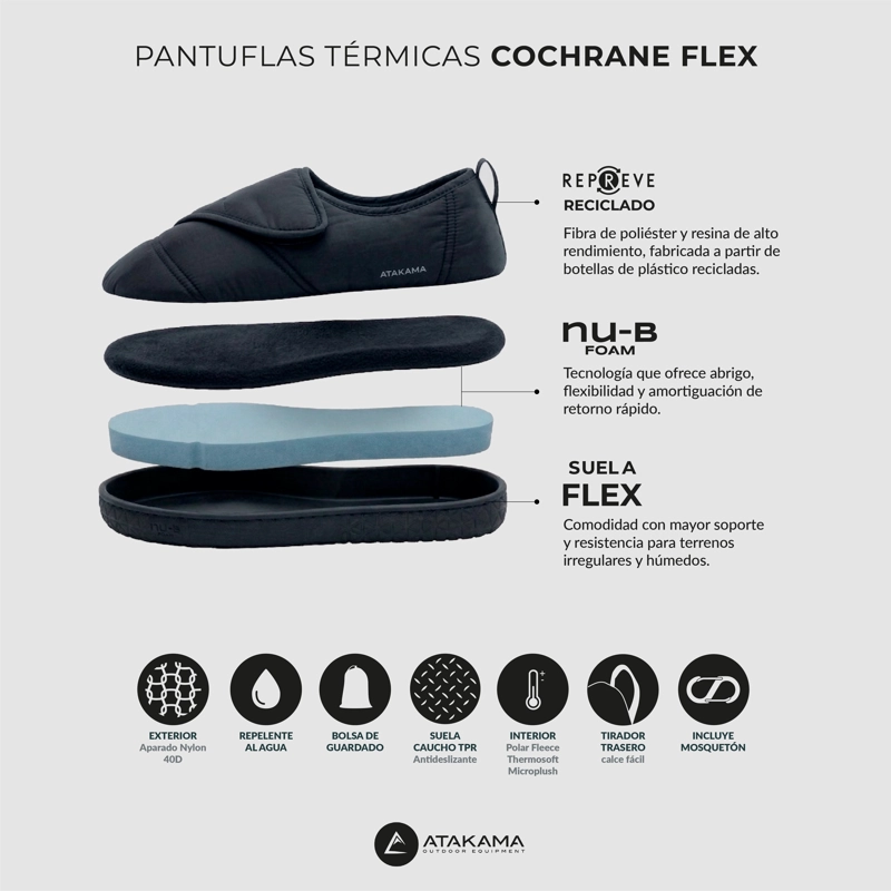 PANTUFLA TE RMICA COCHRANE FLEX / NU-B FOAM NEGRA ATAKAMA OUTDOOR - 7