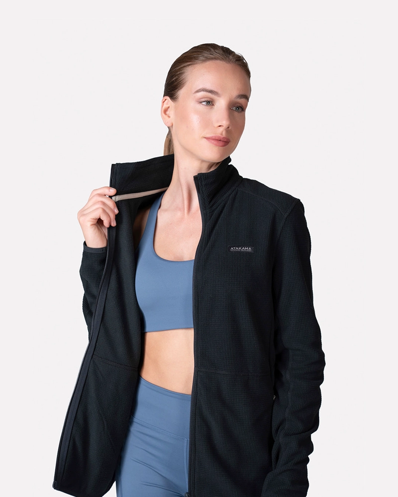 POLAR FLEECE DEPORTIVO MUJER TERRA FULL ZIP NEGRO ATAKAMA OUTDOOR - 4