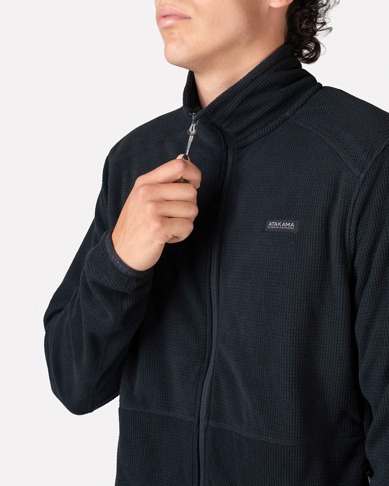 POLAR FLEECE DEPORTIVO HOMBRE TERRA FULL ZIP NEGRO ATAKAMA OUTDOOR - 3