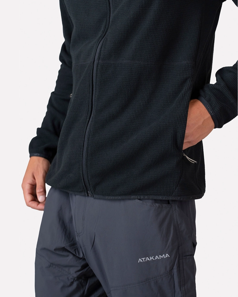 POLAR FLEECE DEPORTIVO HOMBRE TERRA FULL ZIP NEGRO ATAKAMA OUTDOOR - 4