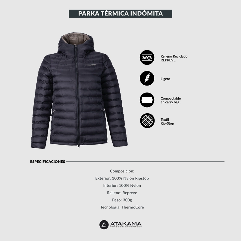 CHAQUETA PARKA TERMICA INDOMITA MUJER ATAKAMA OUTDOOR - 7