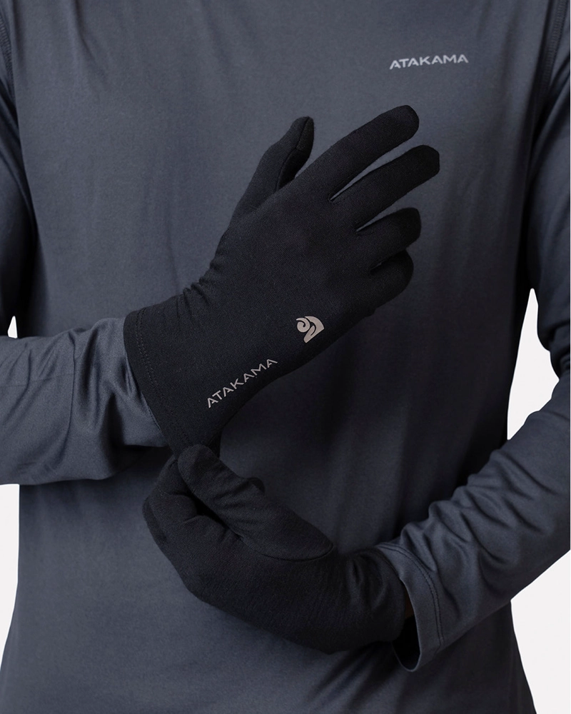 GUANTE PRIMERA CAPA LANA MERINO NEGRO ATAKAMA OUTDOOR - 2