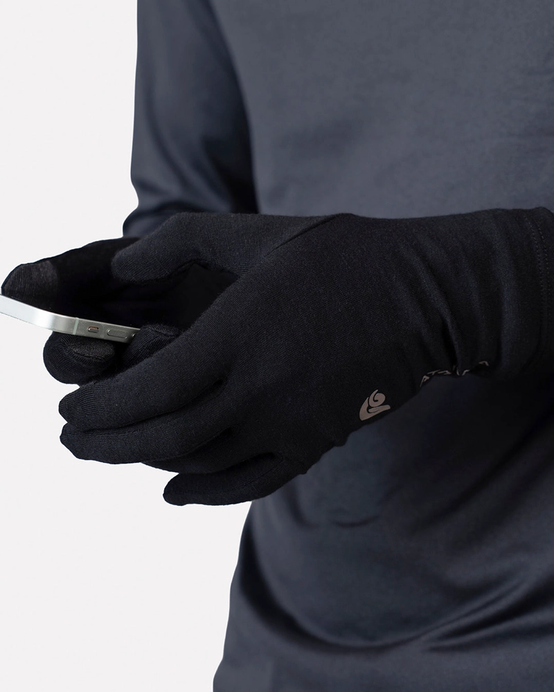 GUANTE PRIMERA CAPA LANA MERINO NEGRO ATAKAMA OUTDOOR - 3