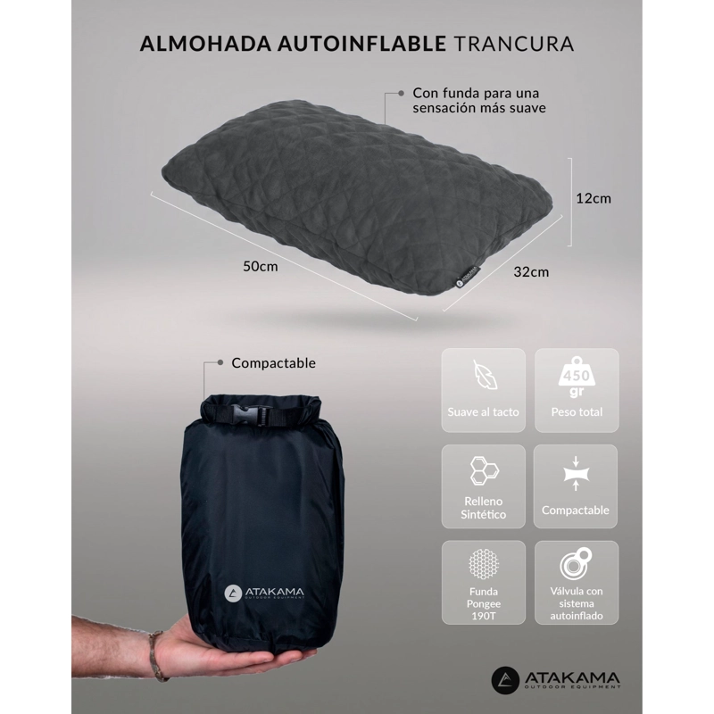 ALMOHADA AUTOINFLABLE TRANCURA GRIS ATAKAMA OUTDOOR - 3