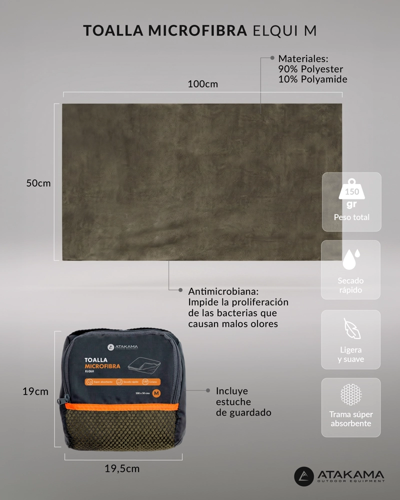 TOALLA MICROFIBRA ELQUI M CELESTE ATAKAMA OUTDOOR - 4