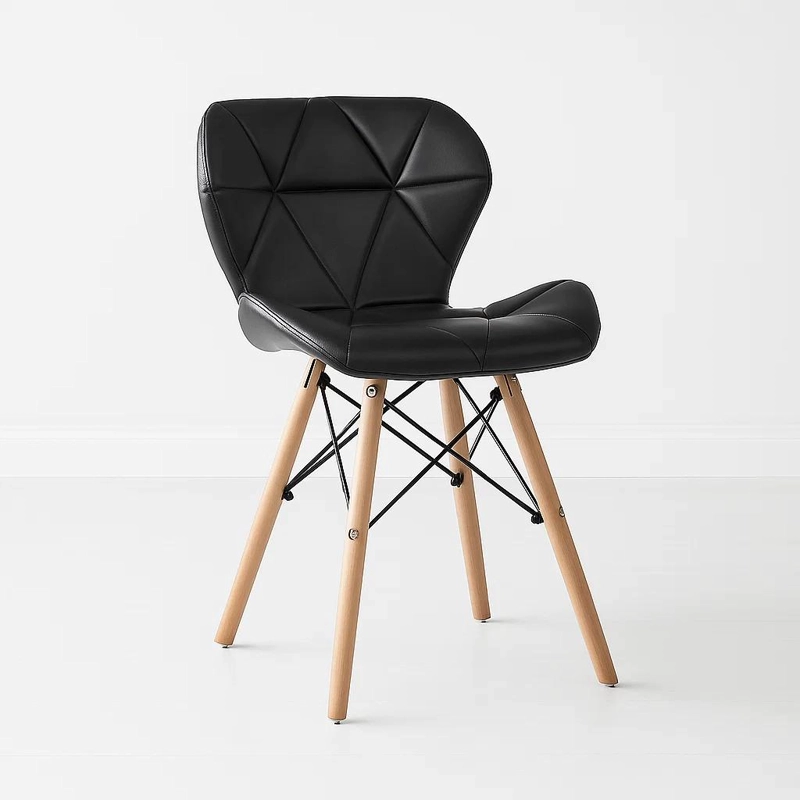 SILLA KLIK MUEBLES RADAR 1 CUERPO ECOCUERO NEGRA ACOLCHADA - 1