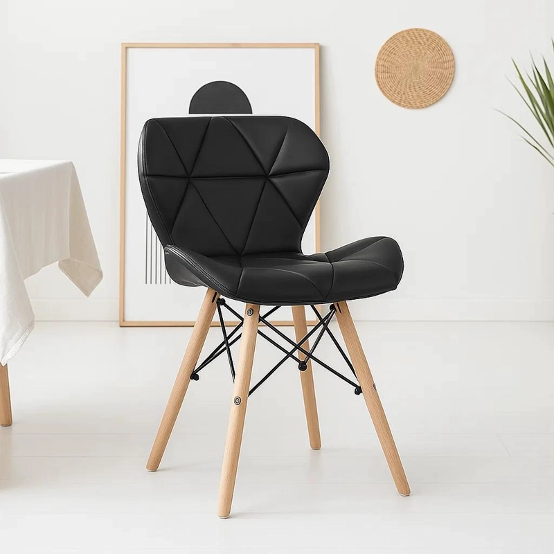 SILLA KLIK MUEBLES RADAR 1 CUERPO ECOCUERO NEGRA ACOLCHADA - 2