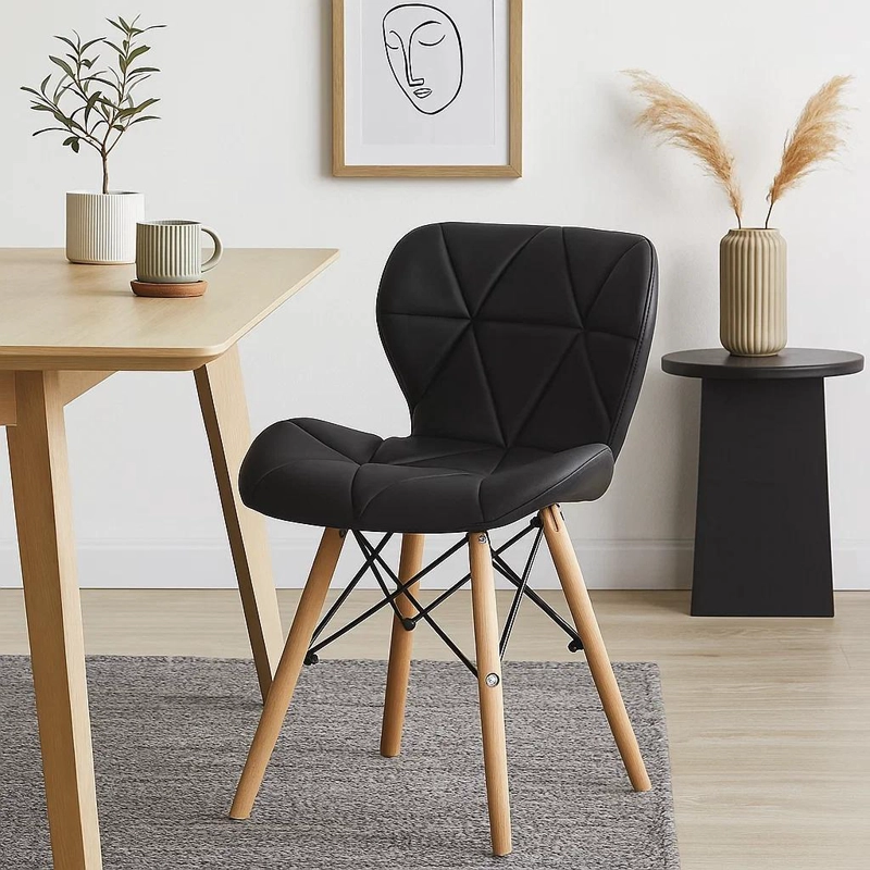 SILLA KLIK MUEBLES RADAR 1 CUERPO ECOCUERO NEGRA ACOLCHADA - 3