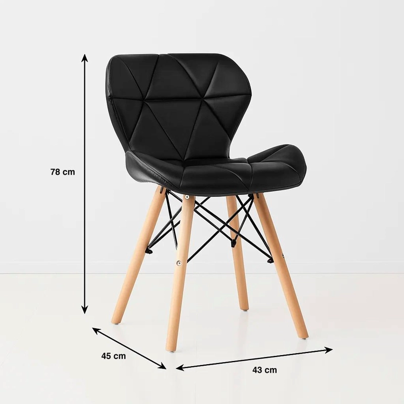 SILLA KLIK MUEBLES RADAR 1 CUERPO ECOCUERO NEGRA ACOLCHADA - 4